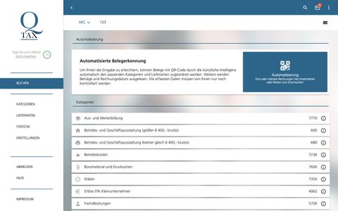 Ansicht für neue Rechnung buchen